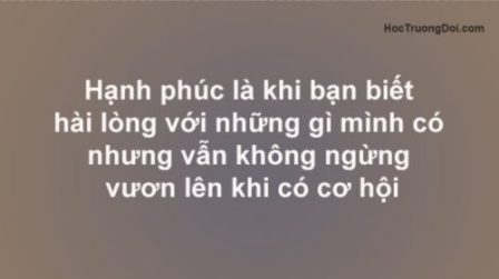 Hạnh phúc khi biết bằng lòng