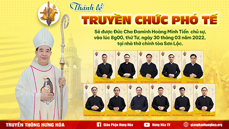 Trực tuyến - Thánh lễ Truyền chức Phó tế tại nhà thờ Chính toà Sơn Lộc, ngày 30.03.2022