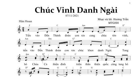 Bài hát: CHÚC VINH DANH NGÀI của Sr Hương Trần - MTG Hưng Hóa