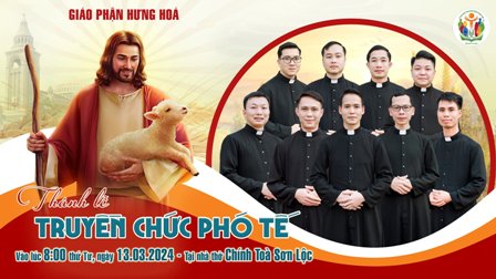 Trực Tuyến - Thánh lễ Truyền Chức Phó Tế tại Nhà thờ Chính toà Sơn Lộc - Ngày 13.03.2024