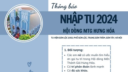 Hội dòng Mến Thánh Giá Hưng Hóa: Thông báo chương trình NHẬP TU năm 2024