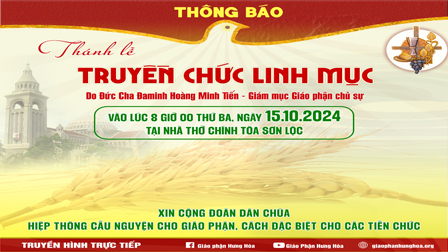 Thông báo thánh lễ truyền chức linh mục cho quý thầy Phó tế, ngày 15.10.2024