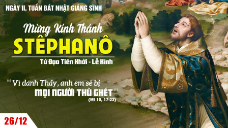 Suy niệm Tin mừng Lễ Thánh Stêphanô, Tử đạo tiên khởi, lễ kính (Mt 10,17-22)
