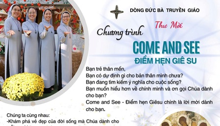 Dòng Đức Bà Truyền Giáo: Thư mời tham dự khóa tìm hiểu ơn gọi: Come and see 2026
